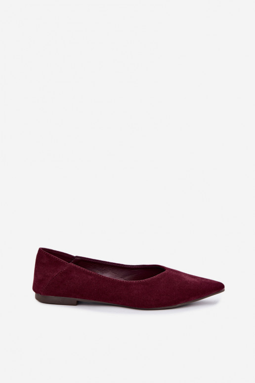 Ballerina's met spitse neuzen van faux suede in bordeauxkleur Corabella