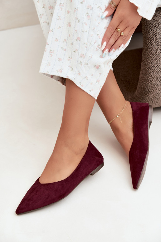 Ballerina's met spitse neuzen van faux suede in bordeauxkleur Corabella