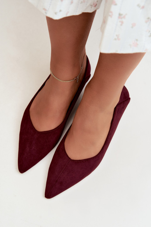 Ballerina's met spitse neuzen van faux suede in bordeauxkleur Corabella