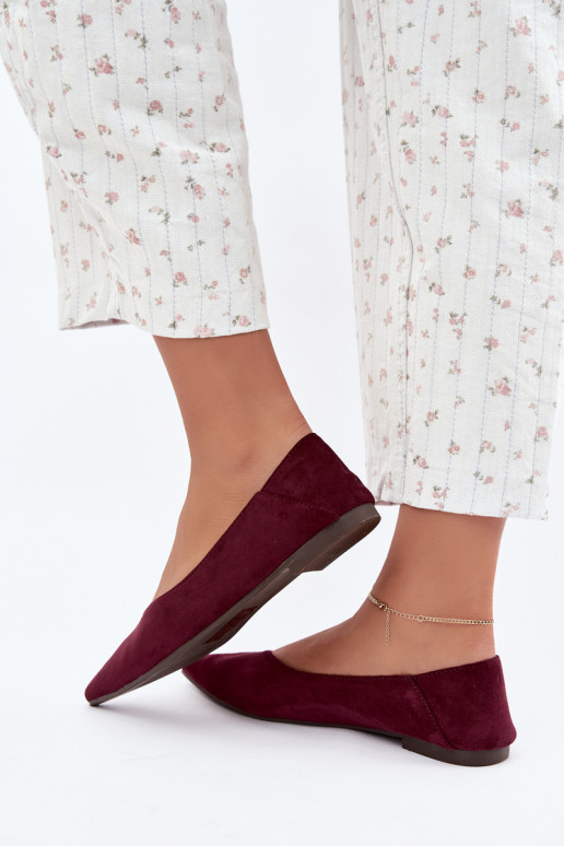 Ballerina's met spitse neuzen van faux suede in bordeauxkleur Corabella