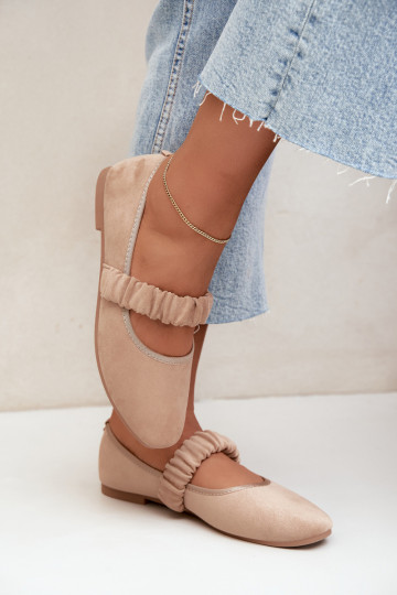 Ballerina's met decoratieve linten in zandkleur Loreya