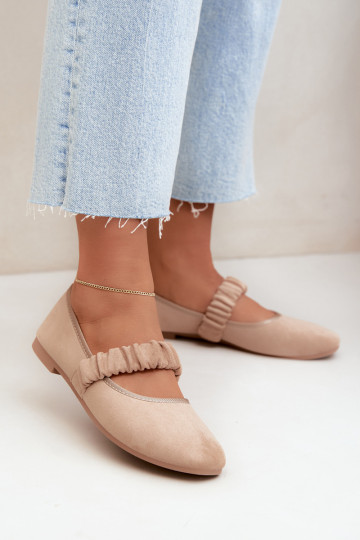 Ballerina's met decoratieve linten in zandkleur Loreya 2