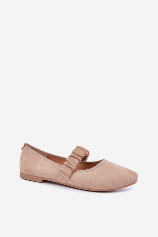 Ballerina's met decoratieve linten in zandkleur Loreya