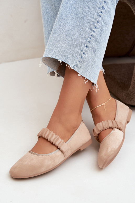 Ballerina's met decoratieve linten in zandkleur Loreya