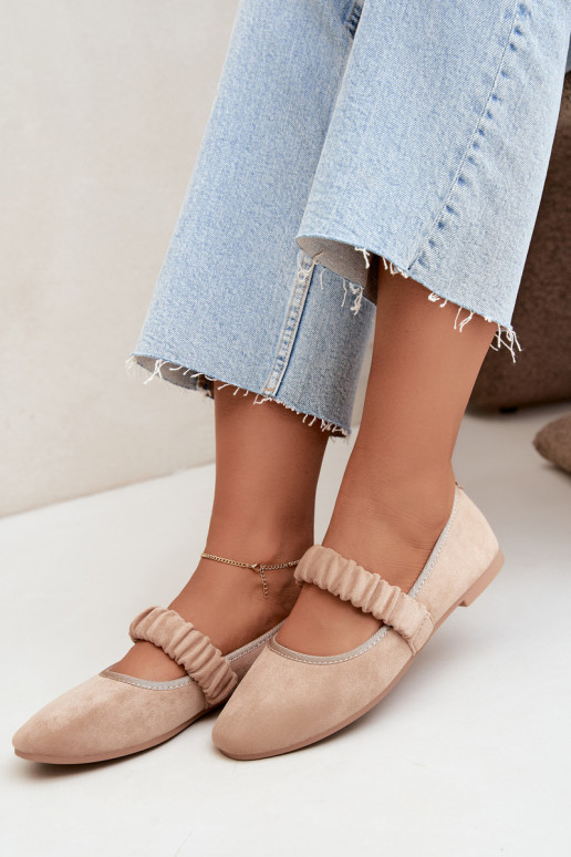Ballerina's met decoratieve linten in zandkleur Loreya