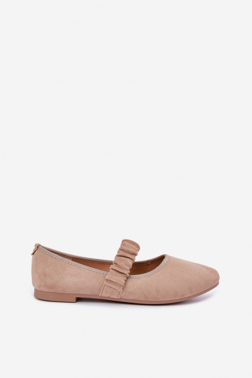 Ballerina's met decoratieve linten in zandkleur Loreya