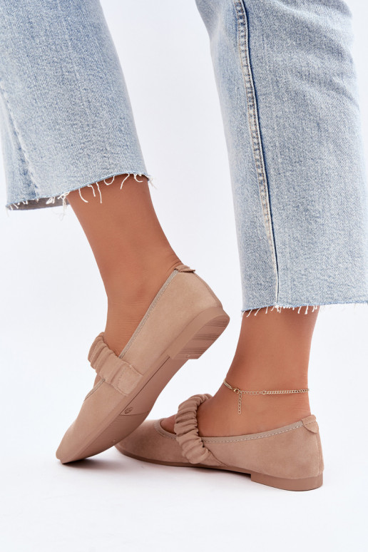 Ballerina's met decoratieve linten in zandkleur Loreya