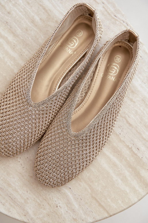 Ballerina's met patronen en gaas in gouden kleur Calmore