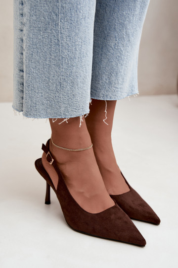 Czekolado Cassy faux suede sandalen met dunne hakken