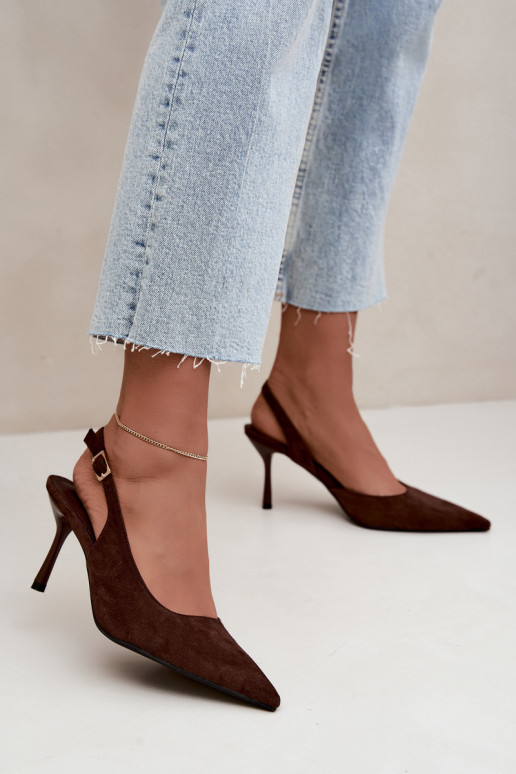 Czekolado Cassy faux suede sandalen met dunne hakken