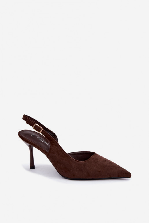 Czekolado Cassy faux suede sandalen met dunne hakken