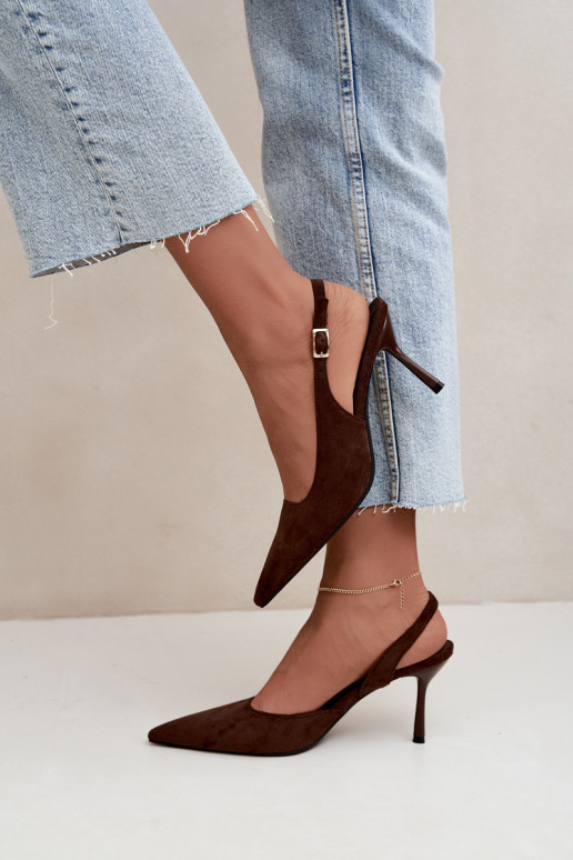 Czekolado Cassy faux suede sandalen met dunne hakken