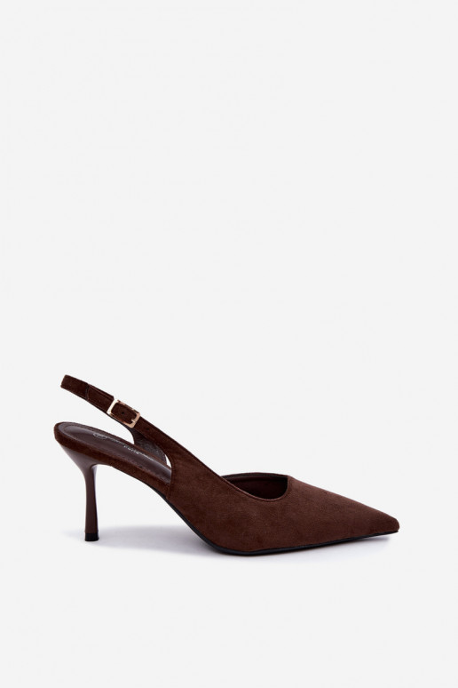Czekolado Cassy faux suede sandalen met dunne hakken