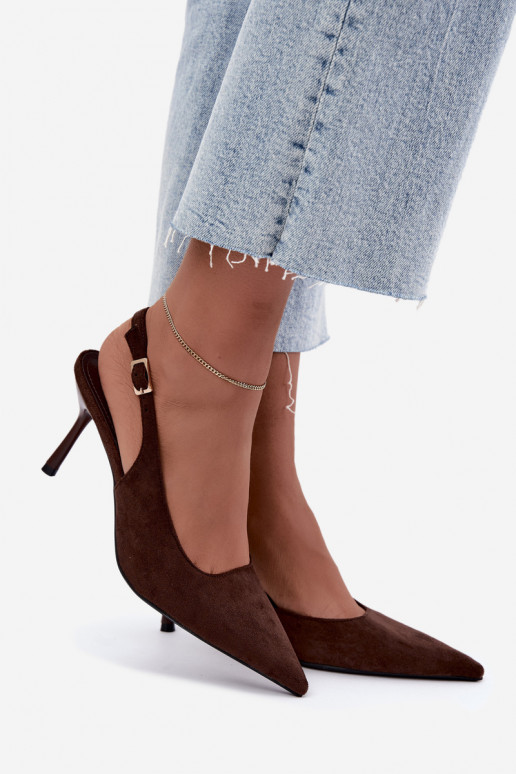 Czekolado Cassy faux suede sandalen met dunne hakken