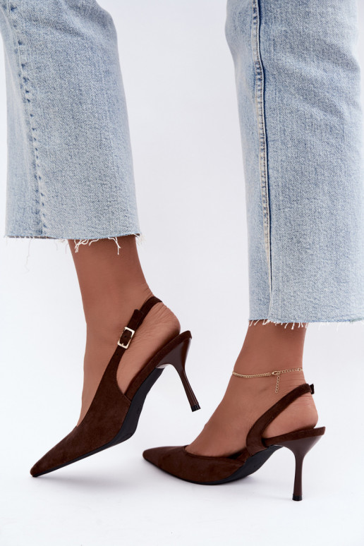 Czekolado Cassy faux suede sandalen met dunne hakken