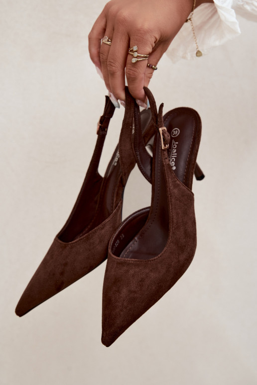 Czekolado Cassy faux suede sandalen met dunne hakken