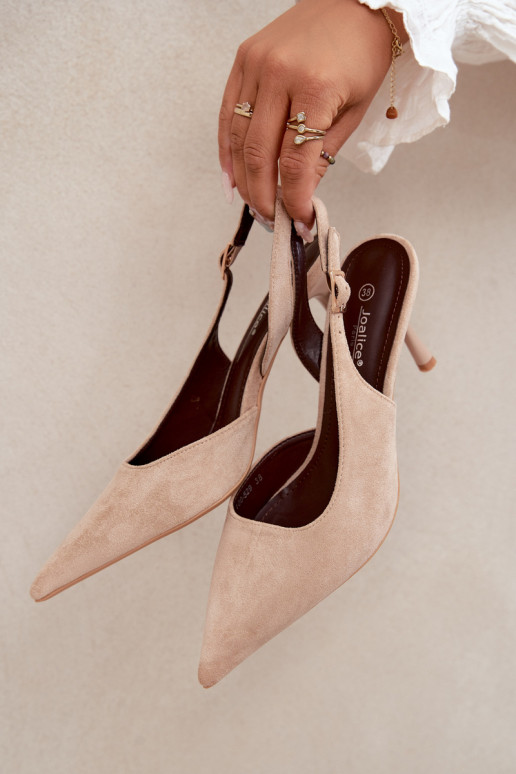 Czekolado Cassy faux suede sandalen met dunne hakken in zandkleur