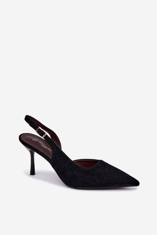 Czekolado Cassy faux suede sandalen met dunne hakken in zwart