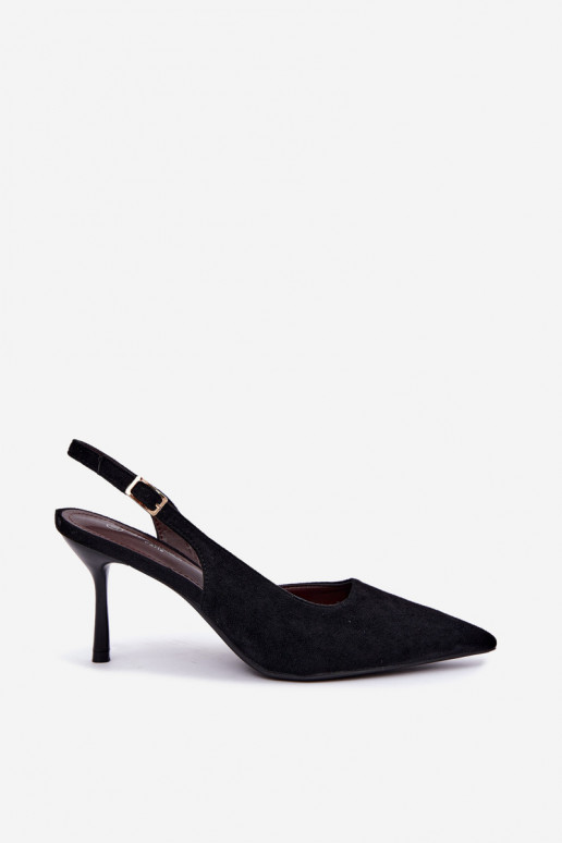 Czekolado Cassy faux suede sandalen met dunne hakken in zwart