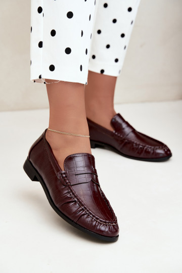 dames mocassins met ruches en reliëf in bordeaux Dalmy 2