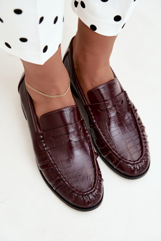 dames mocassins met ruches en reliëf in bordeaux Dalmy