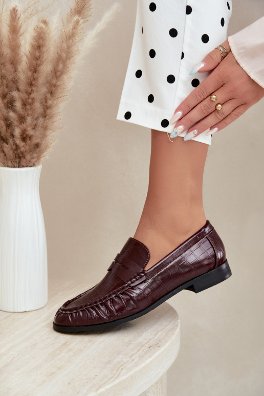 dames mocassins met ruches en reliëf in bordeaux Dalmy