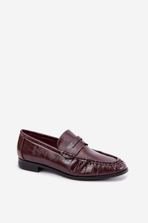 dames mocassins met ruches en reliëf in bordeaux Dalmy