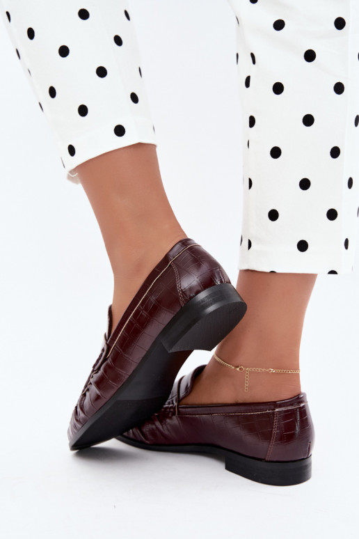 dames mocassins met ruches en reliëf in bordeaux Dalmy