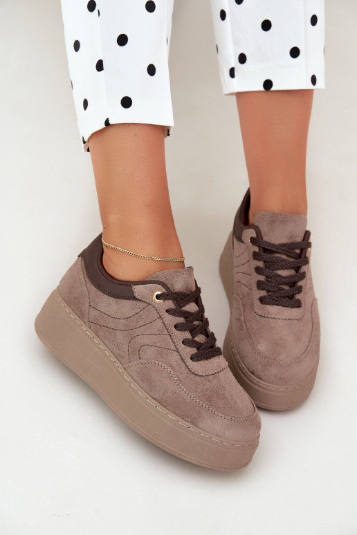 sneakers met platform in zand Tai turivra