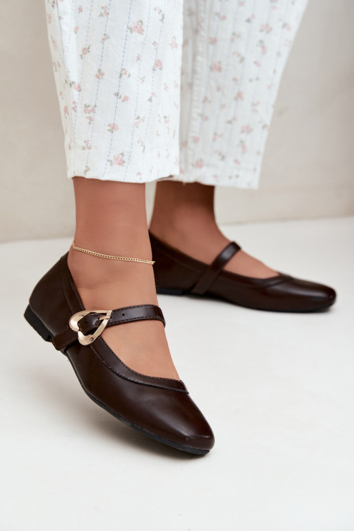 ballet flats met gespen en hartjes in chocolade Relsa