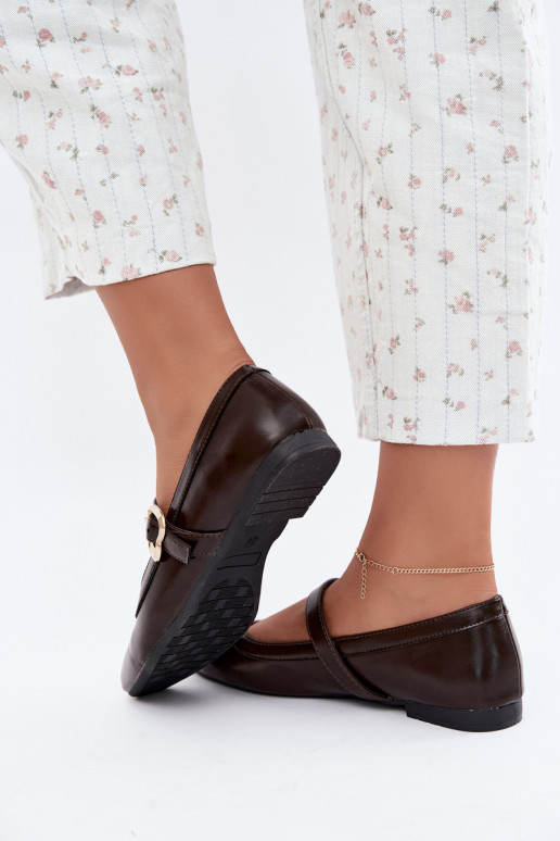 ballet flats met gespen en hartjes in chocolade Relsa