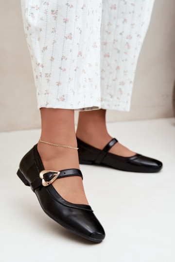 ballet flats met gespen en hartjes in zwart Relsa 2