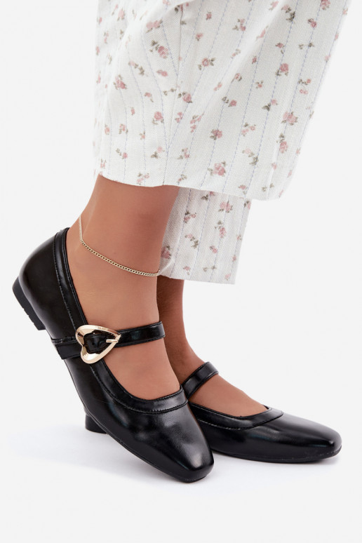 ballet flats met gespen en hartjes in zwart Relsa