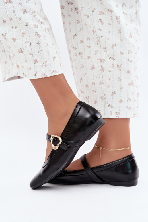 ballet flats met gespen en hartjes in zwart Relsa