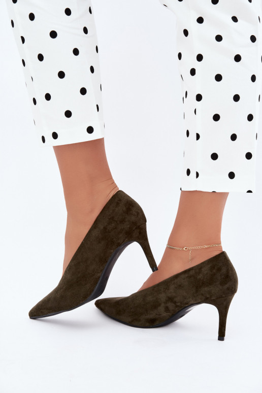 suède damesschoenen in kaki Brenya
