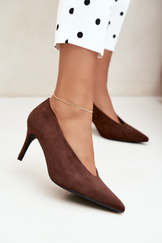 suède damesschoenen in chocolade Brenya
