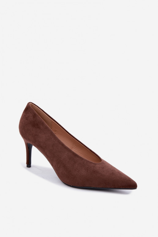suède damesschoenen in chocolade Brenya