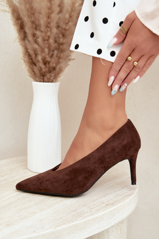suède damesschoenen in chocolade Brenya