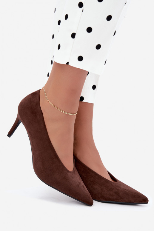 suède damesschoenen in chocolade Brenya
