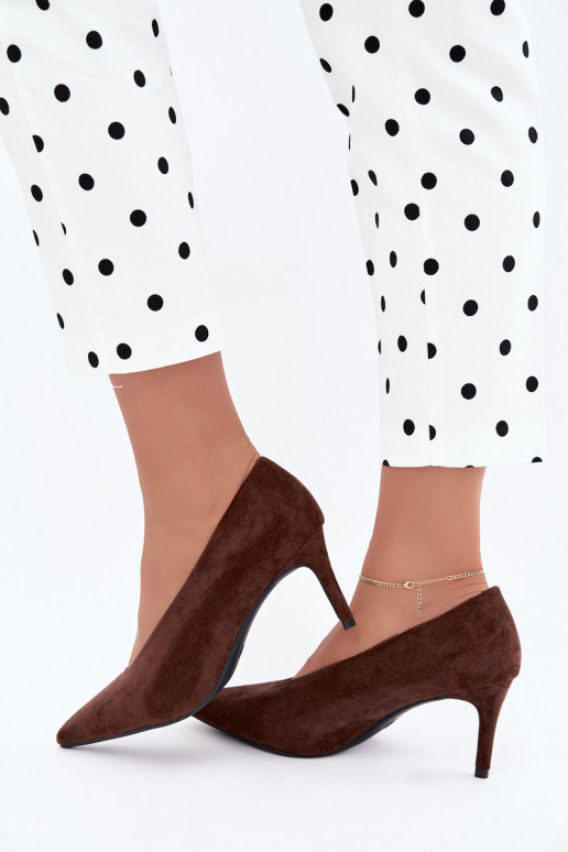 suède damesschoenen in chocolade Brenya