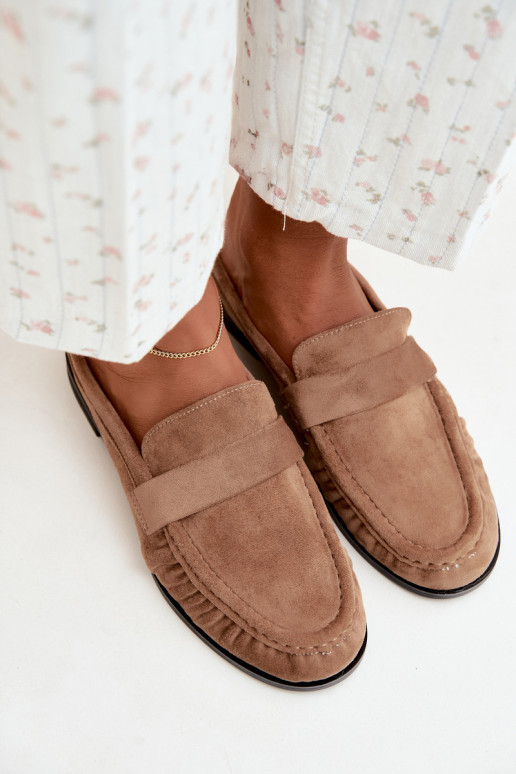 dames mocassins met open hak in zandkleur Parella