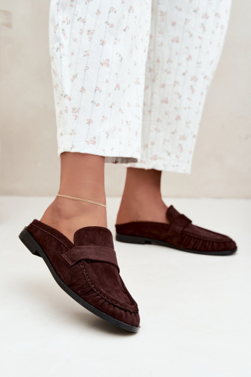 dames mocassins met open hak in bruin Parella 2