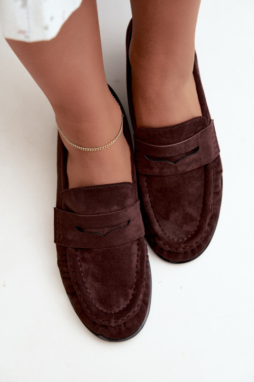 dames mocassins met rimpels in bruin Cayen
