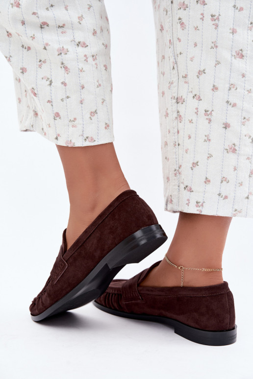 dames mocassins met rimpels in bruin Cayen