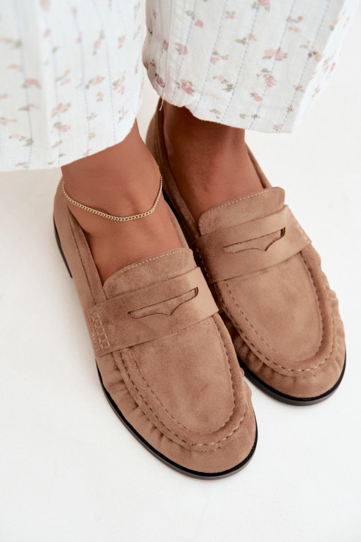 dames mocassins met rimpels in zandkleur Cayen