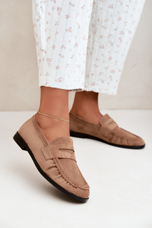 dames mocassins met rimpels in zandkleur Cayen
