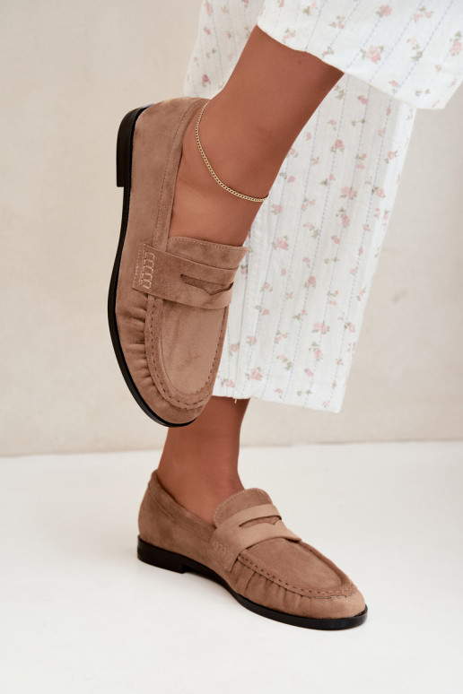dames mocassins met rimpels in zandkleur Cayen