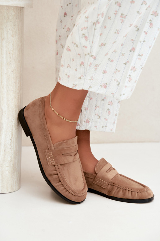 dames mocassins met rimpels in zandkleur Cayen