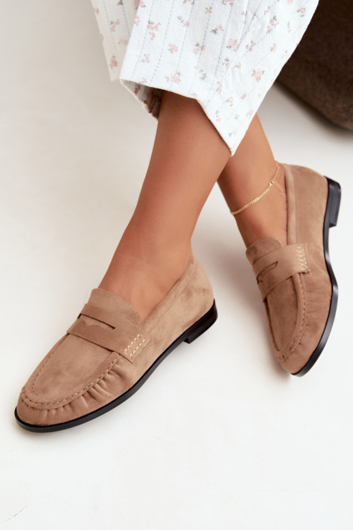 dames mocassins met rimpels in zandkleur Cayen