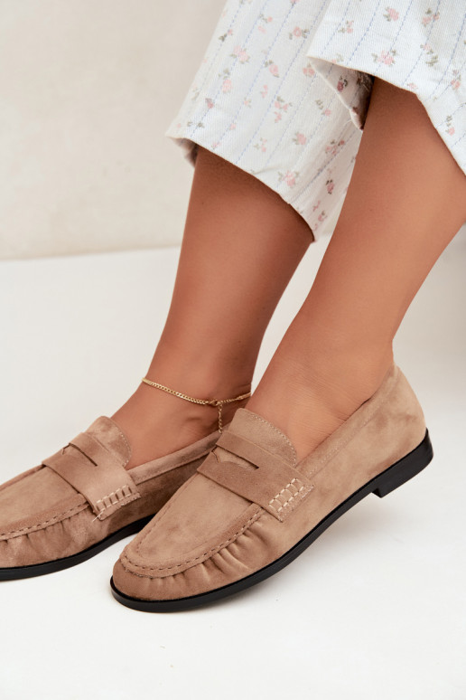 dames mocassins met rimpels in zandkleur Cayen